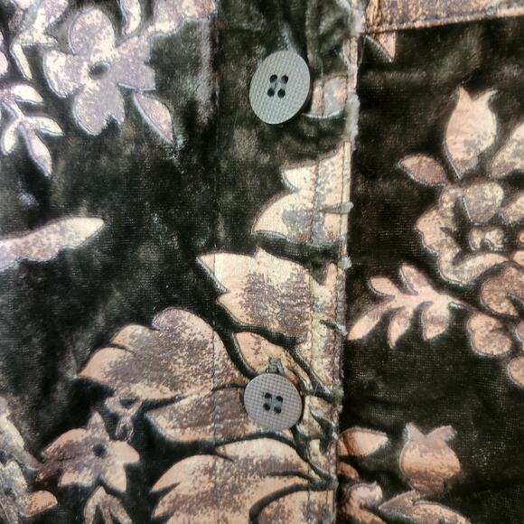 VTG Y2K Erin London Blazer Jacket 2X Womens Velvet Green Rustic Floral Fairy Art - Picture 6 of 16